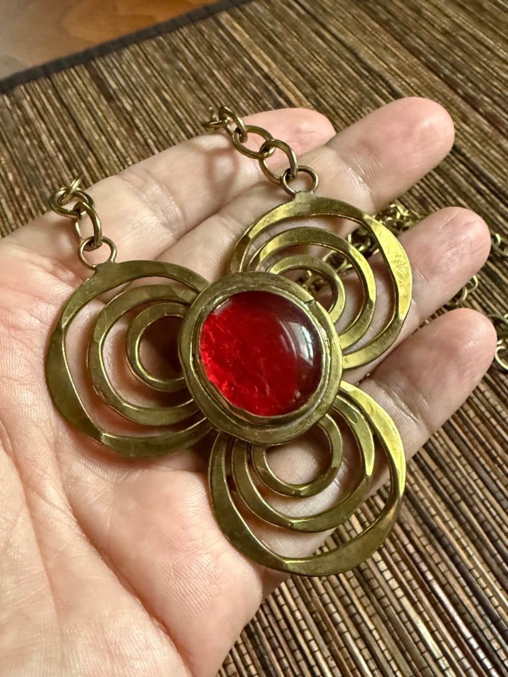 Rafael Canada Club Necklace Modernist Brutalist Clover Alfandary Mid Century MCM